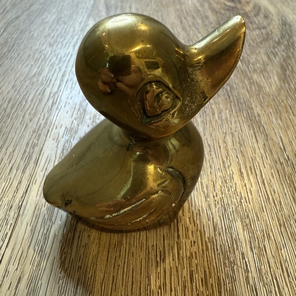 Brass Duck Baby Duckling Miniature Small Figurine Shelf Collectible Knick nack